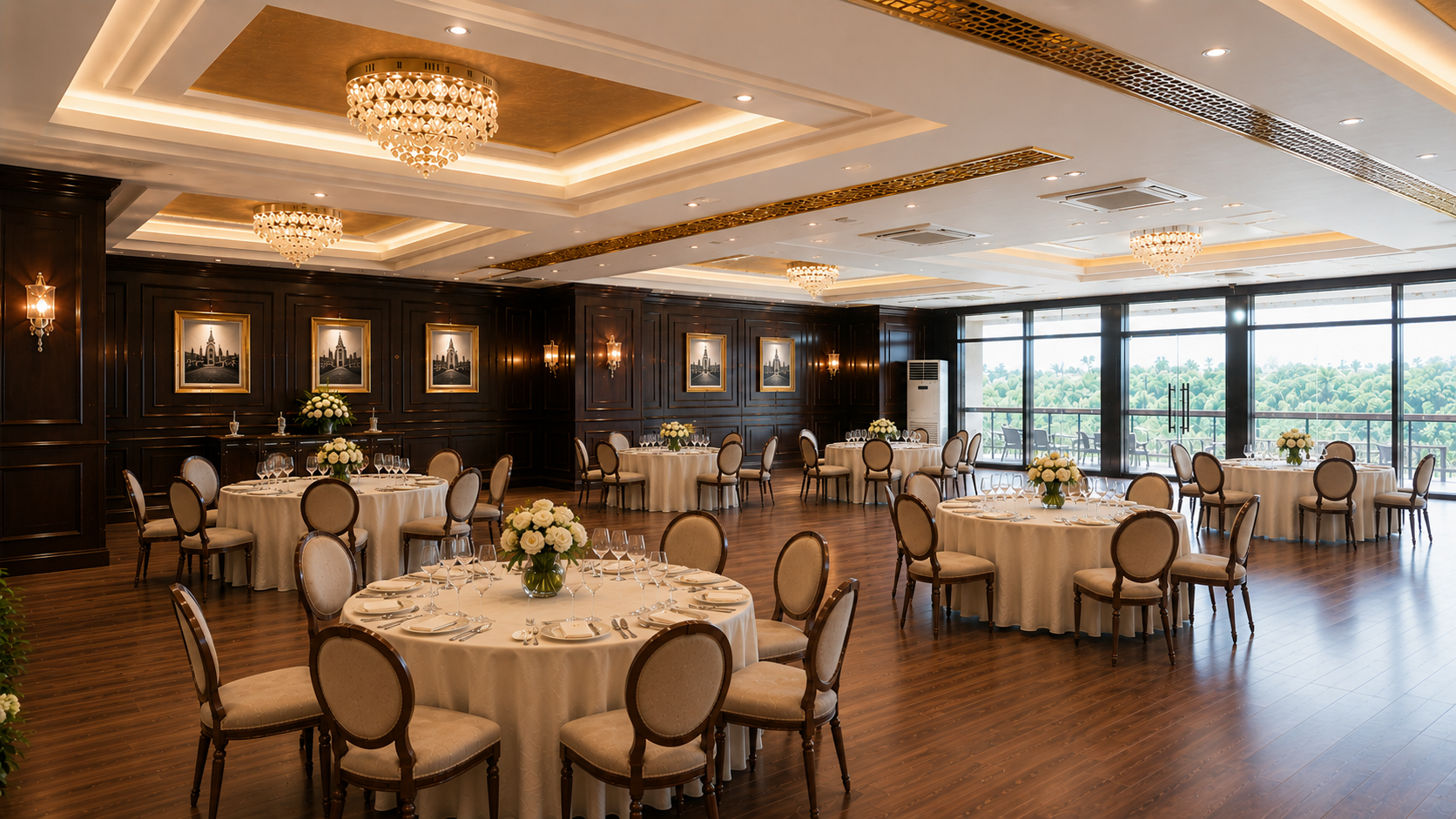 Grand ballroom dining setup